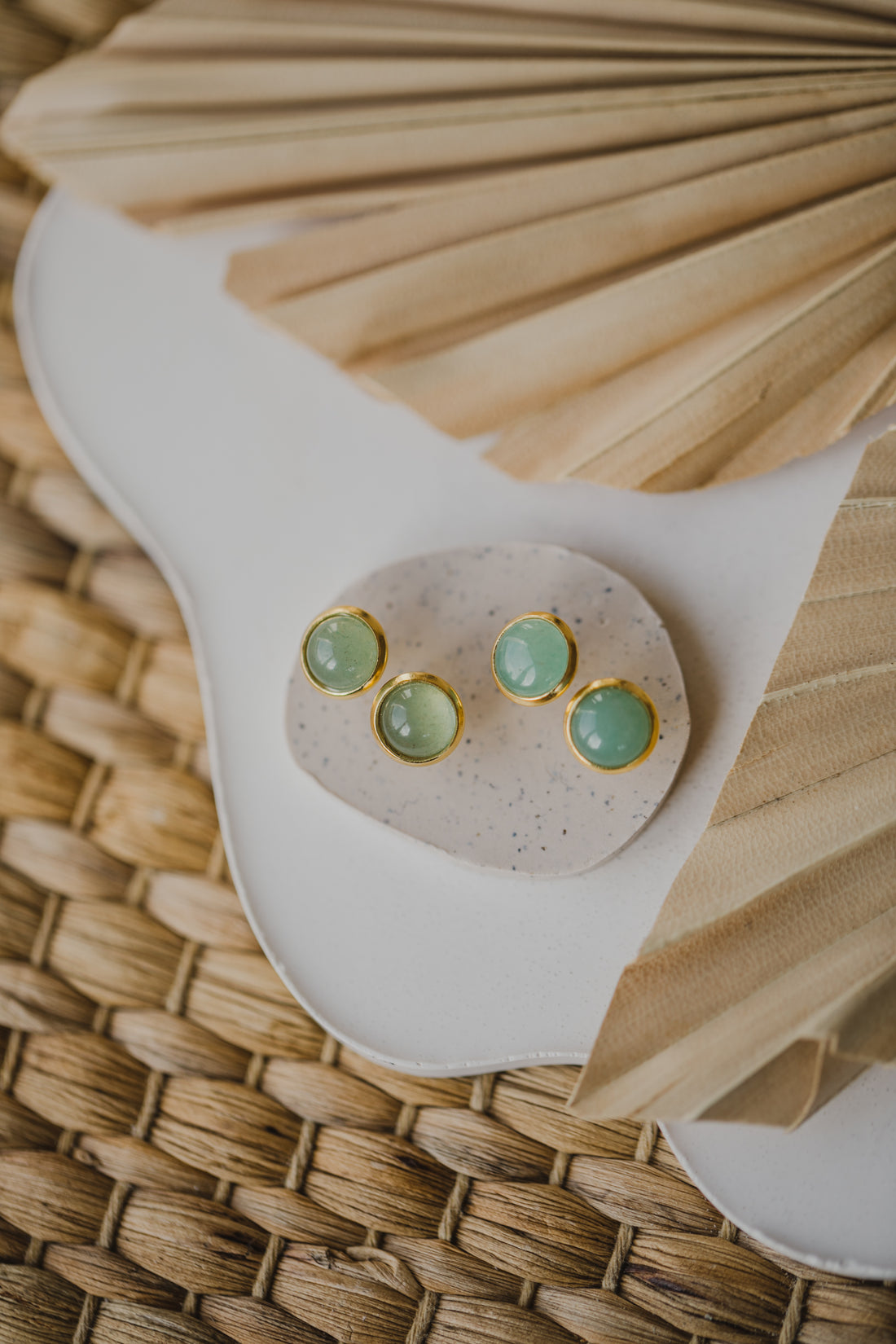 grüne Aventurin Edelstein Ohrstecker (8 mm)