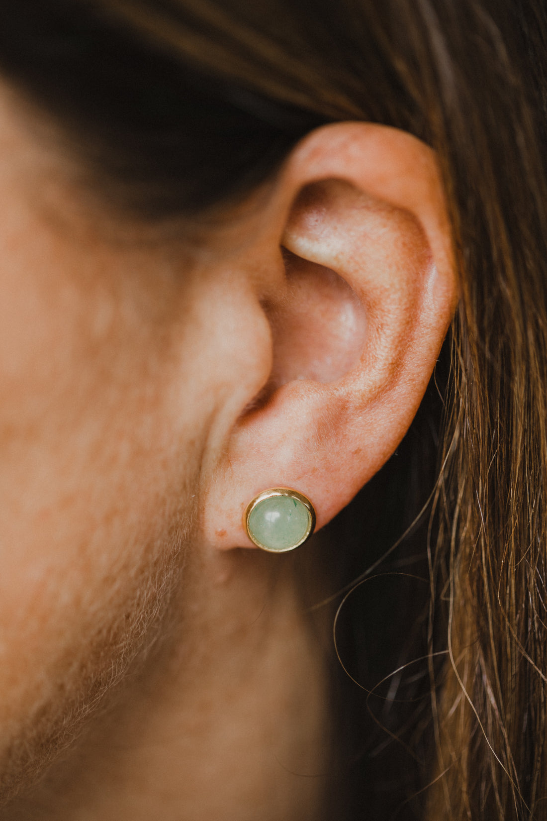 grüne Aventurin Edelstein Ohrstecker (8 mm)