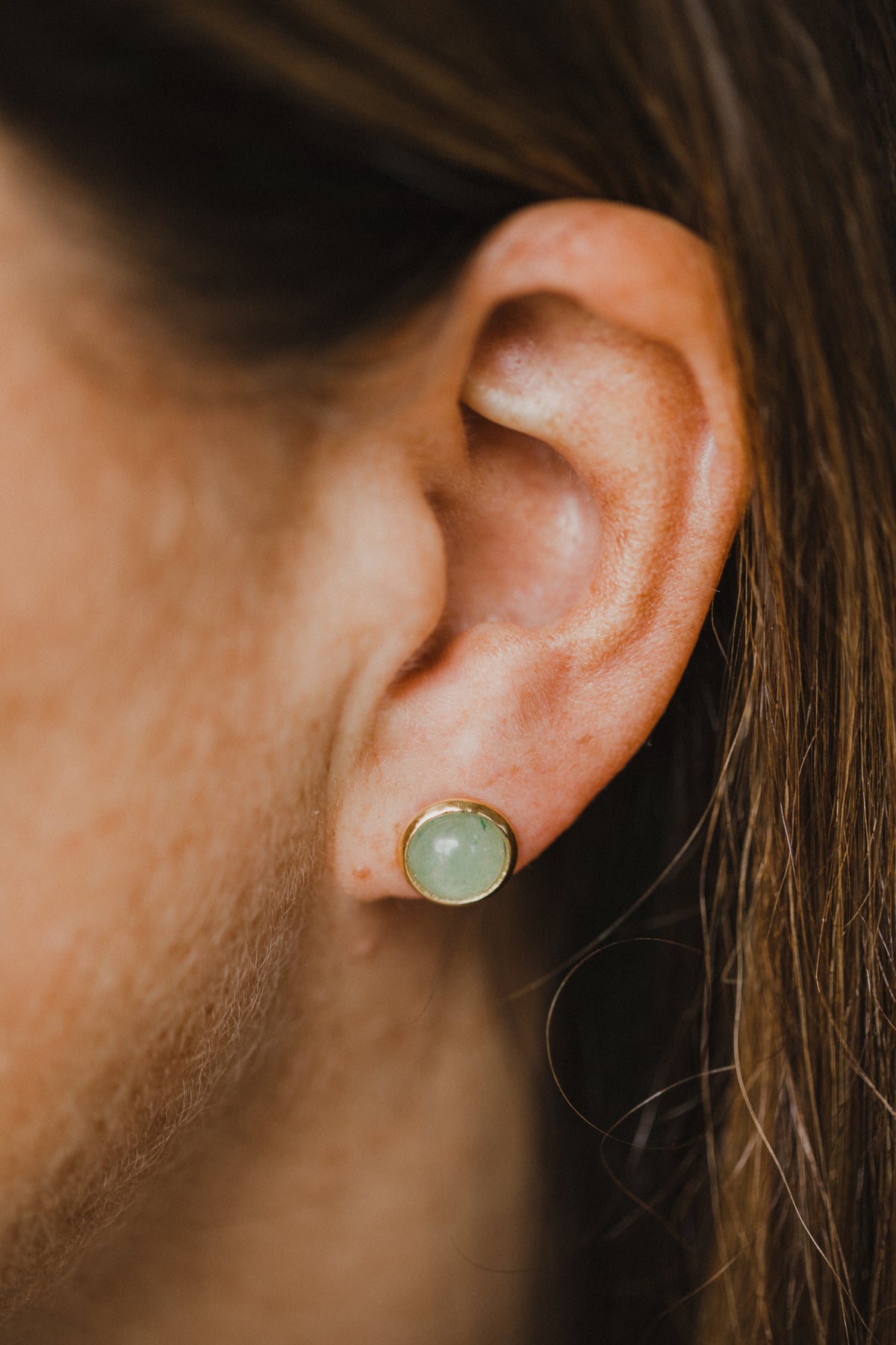 grüne Aventurin Edelstein Ohrstecker (8 mm)