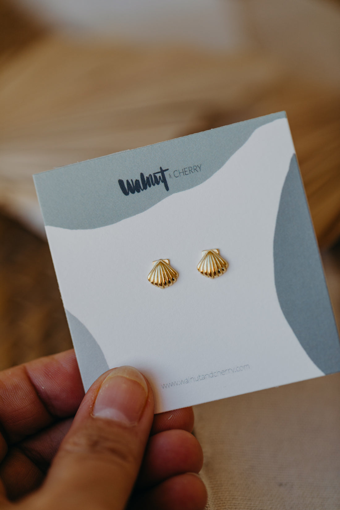 Small shell earrings made of 925 Sterling silver