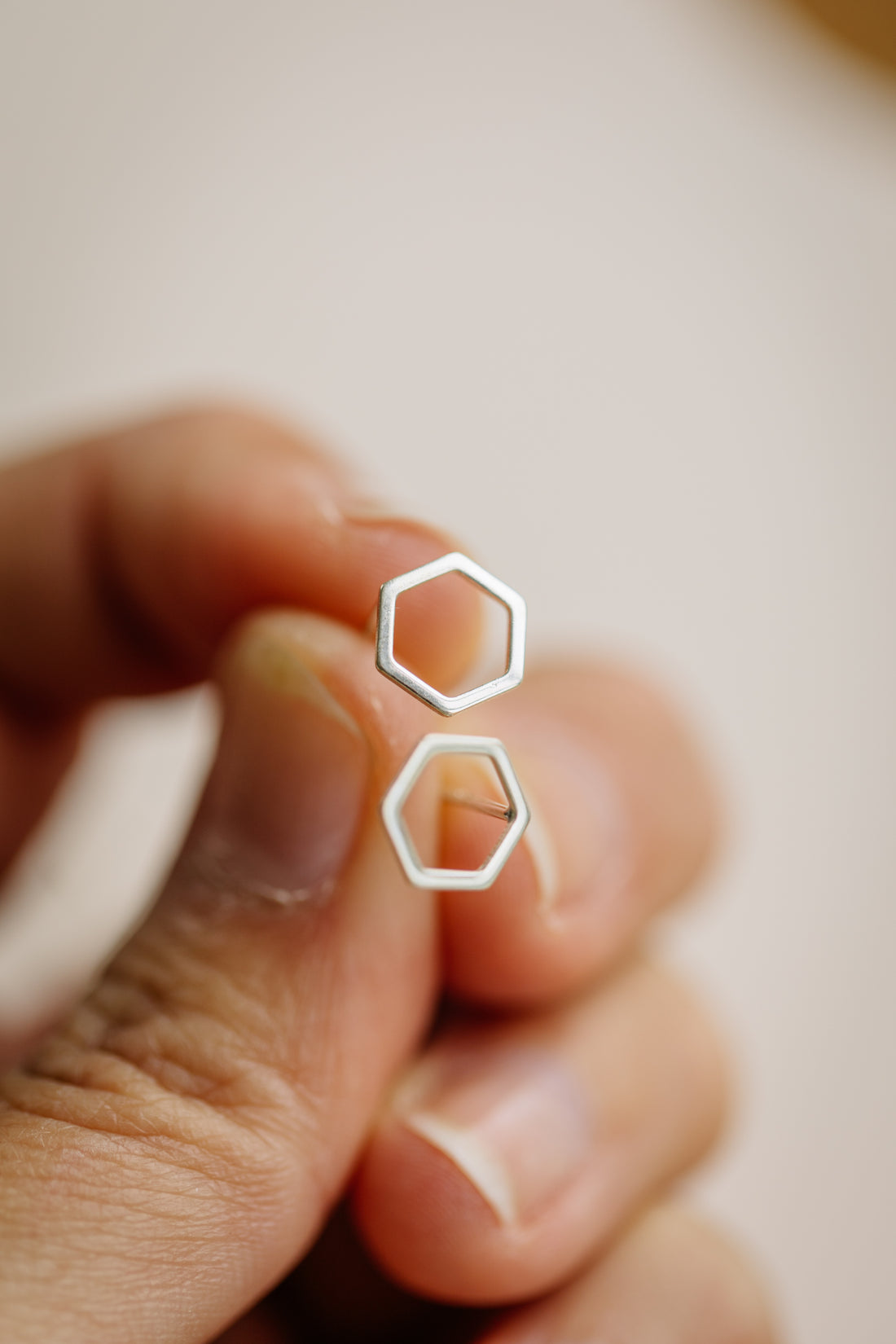 Kleiner Sechseck Ohrstecker aus 925 Sterling Silber