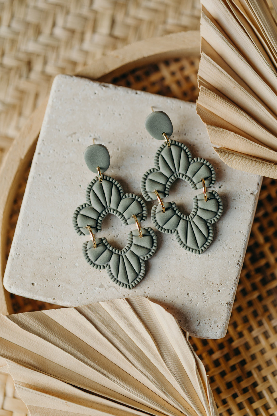 ALEXIS - large green statement earrings