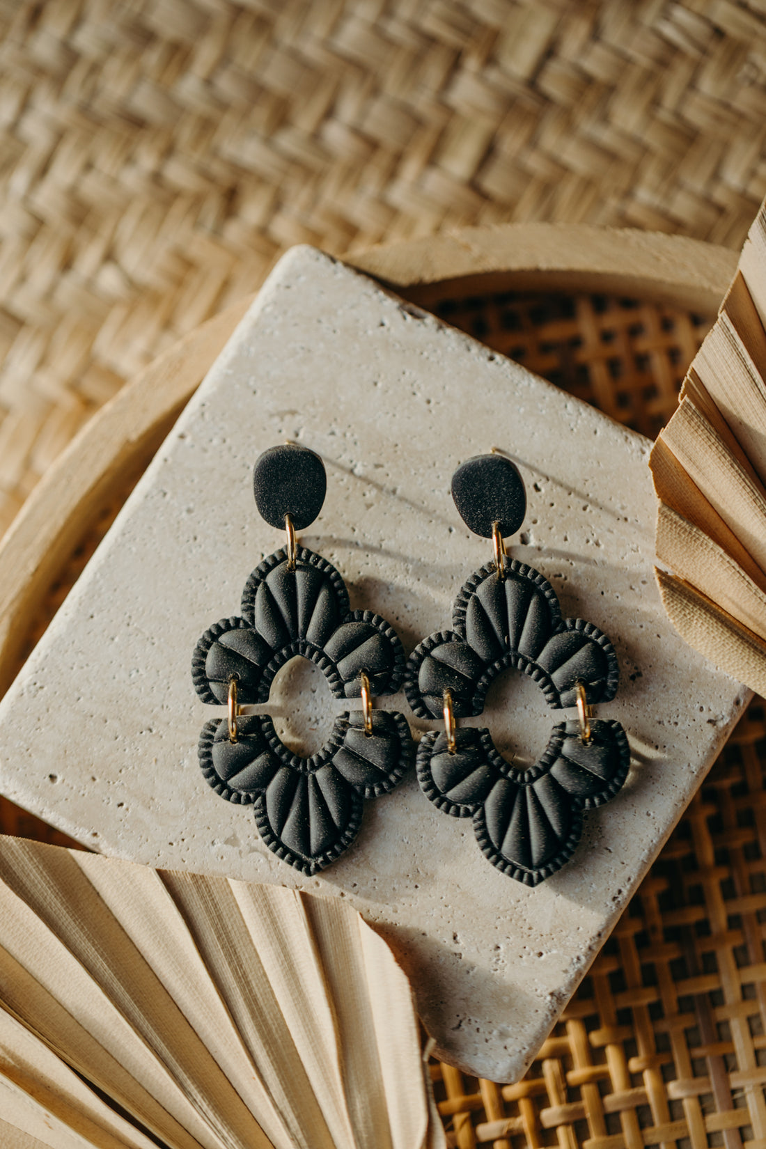 ALEXIS - large black statement earrings