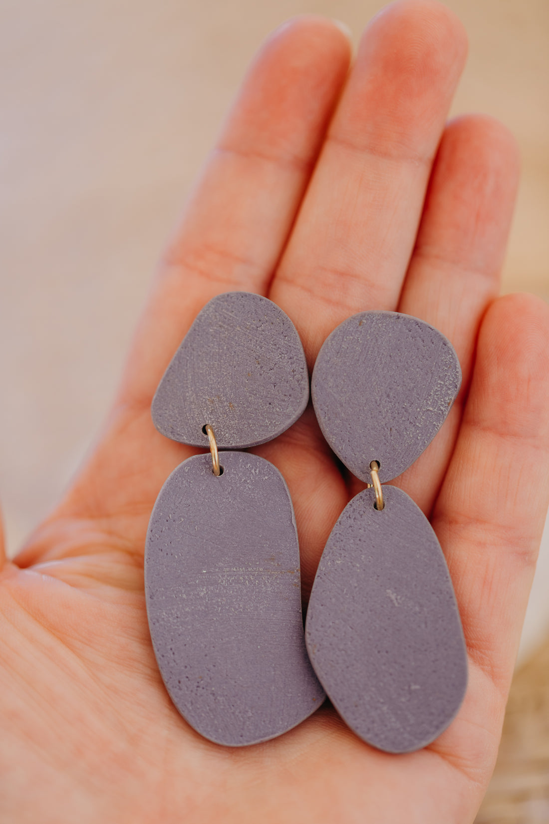 round earrings made of polymer clay in autumn colors