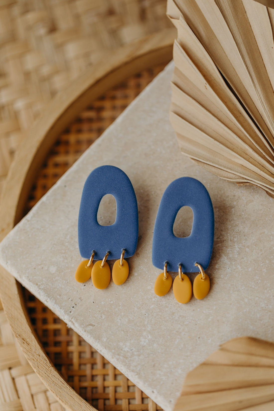 Francesca - Polymer clay earrings in orange, light purple and red