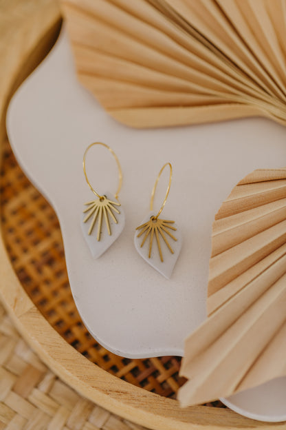 ARIA - Hoop earrings with drop polymer clay and brass fan