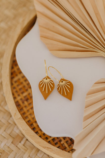 ARIA - Hoop earrings with drop polymer clay and brass fan