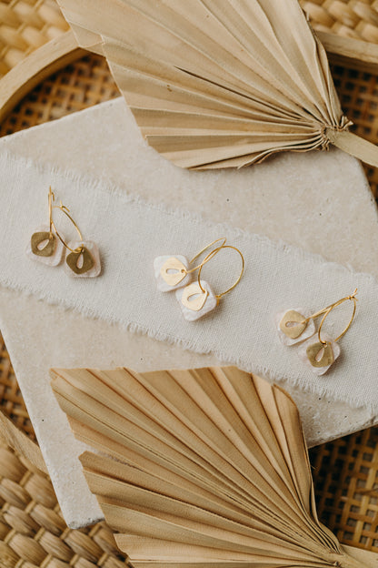 Hoop earrings with pink pendant