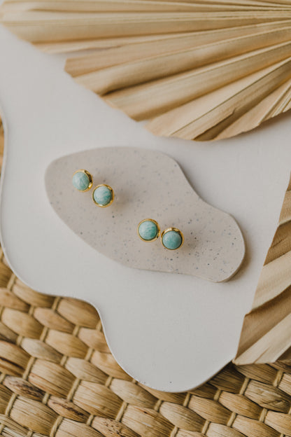 türkisene Amazonit Edelstein Ohrstecker (6 mm)
