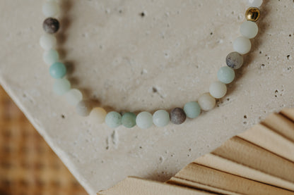 two-tone glass bead bracelet blue &amp;amp; cream