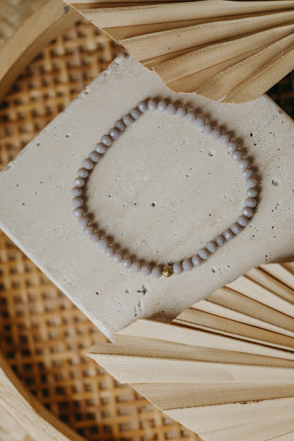 two-tone glass bead bracelet blue &amp;amp; cream