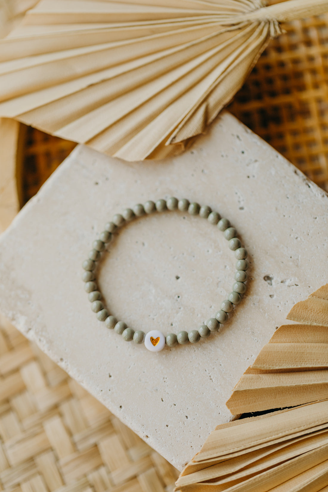 Herzperlen-Armband Eukalyptus für Kinder