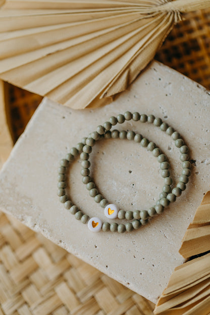 Herzperlen-Armband Eukalyptus für Kinder