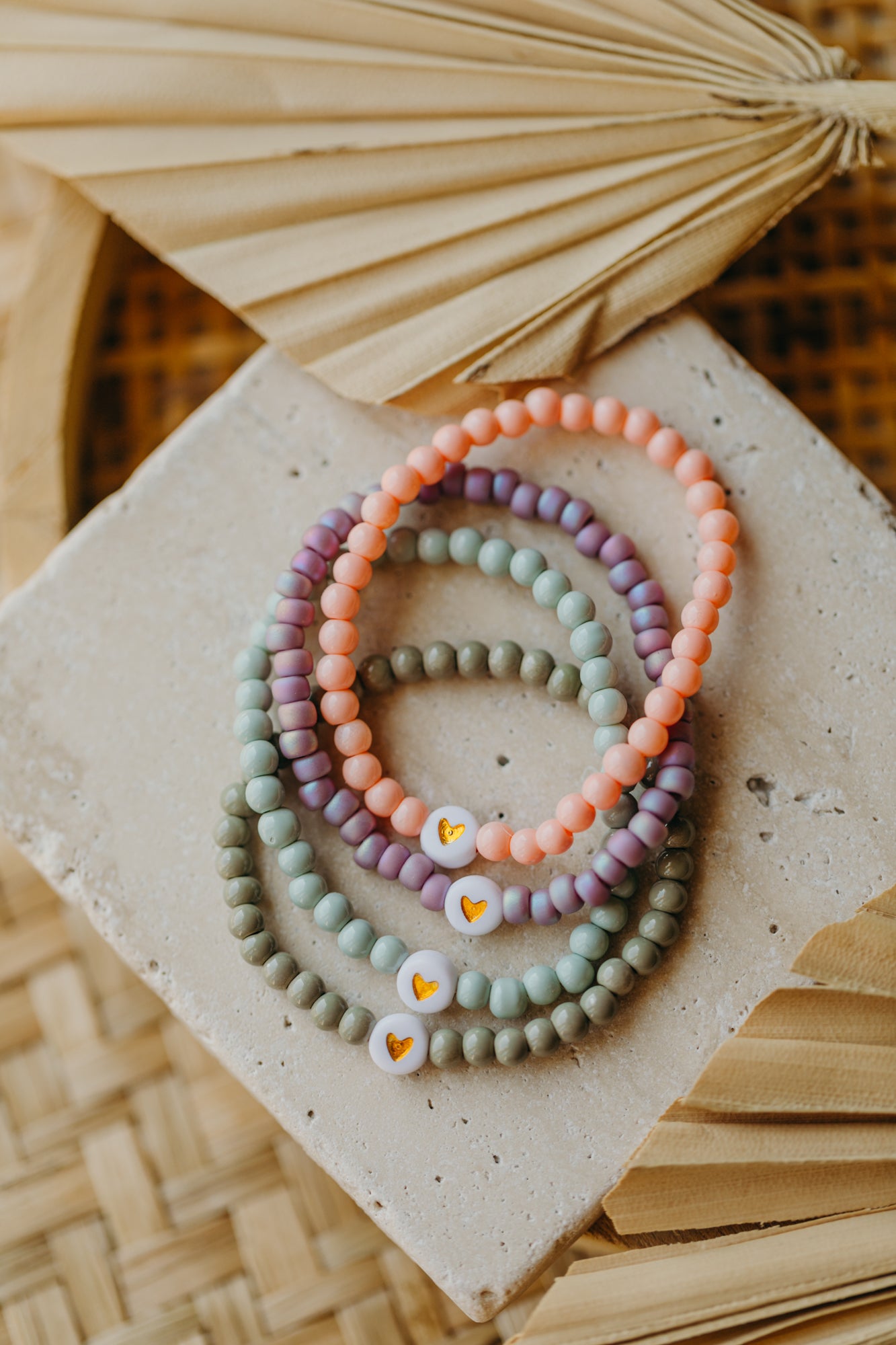 Herzperlen-Armband Mint für Kinder