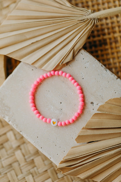 Herzperlen-Armband Pink für Kinder