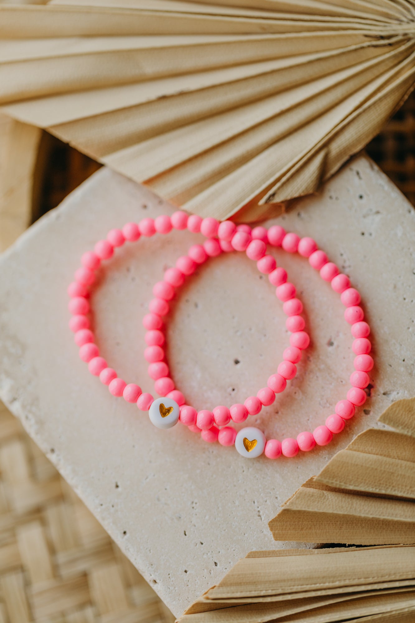 Herzperlen-Armband Pink für Kinder