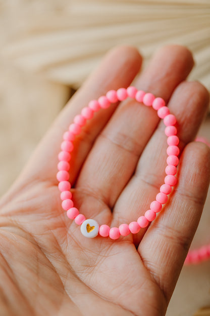 Herzperlen-Armband Pink für Kinder