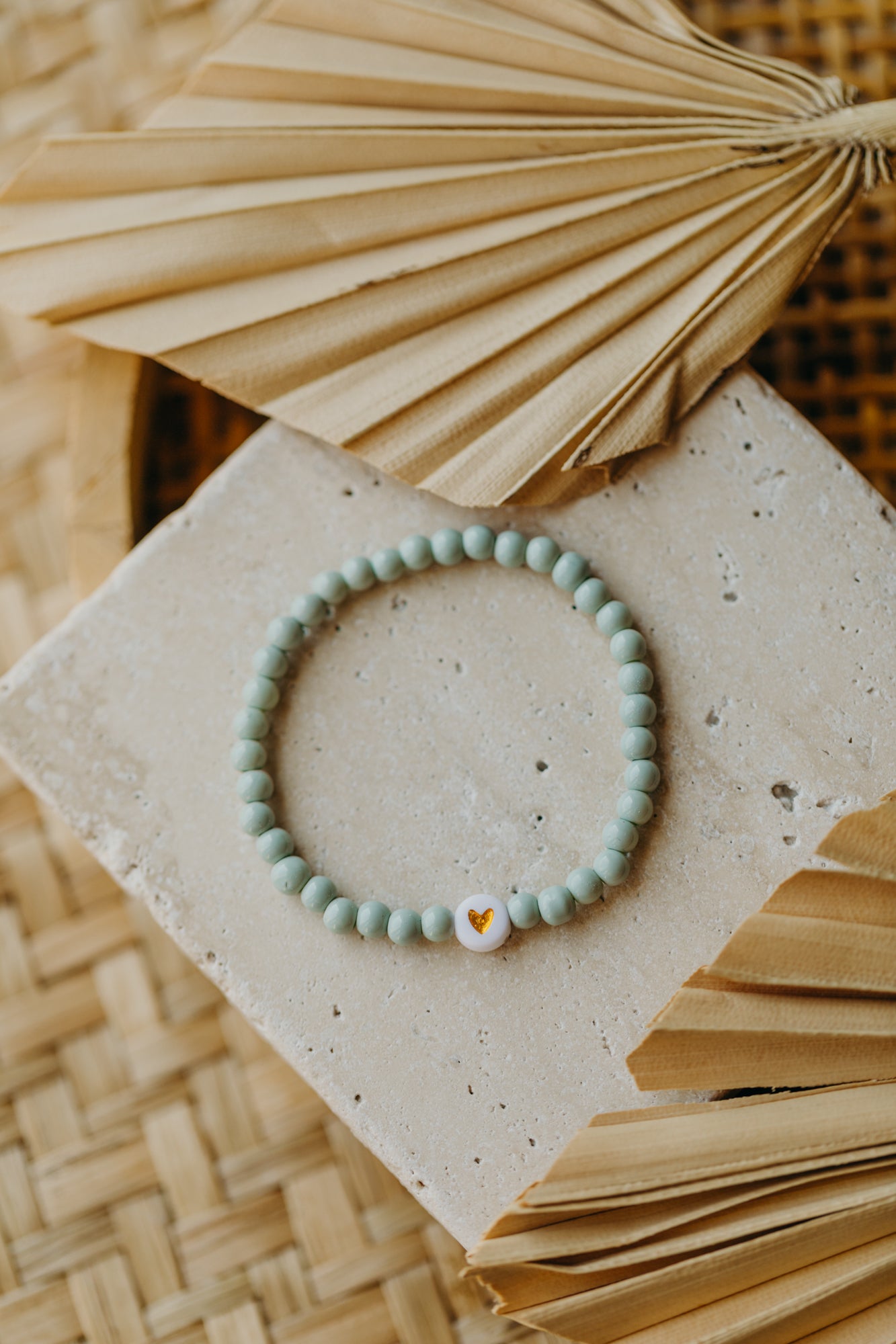 Herzperlen-Armband Mint für Kinder