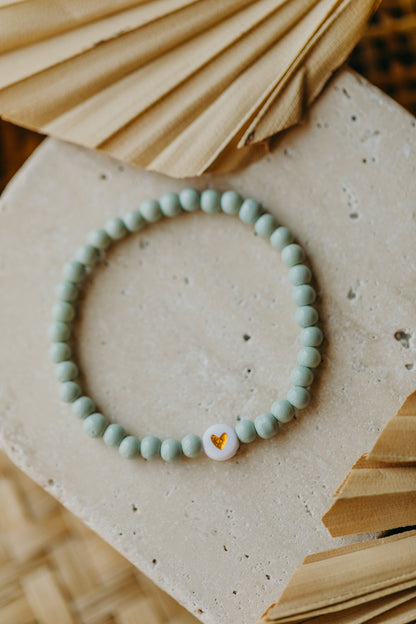 Herzperlen-Armband Mint für Kinder
