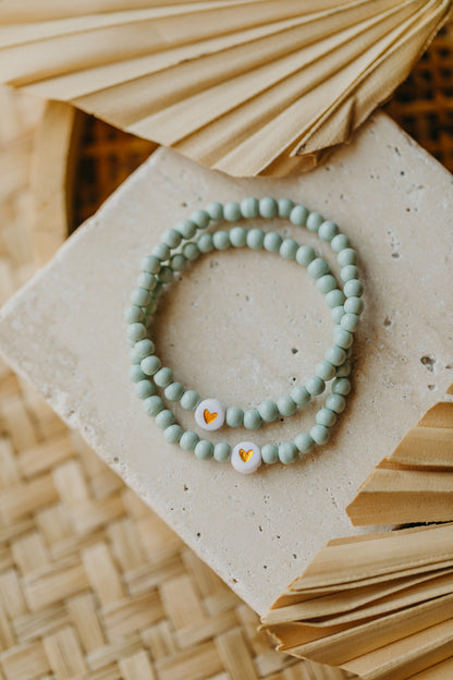 Herzperlen-Armband Mint für Kinder