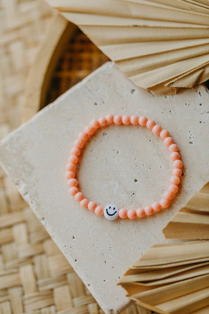 Smileyperlen-Armband Aprikot für Kinder