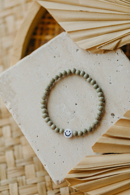 Smileyperlen-Armband Eukalyptus für Kinder