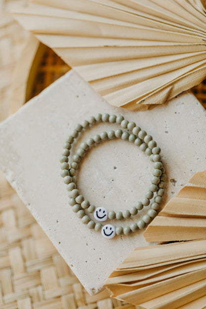 Smileyperlen-Armband Eukalyptus für Kinder
