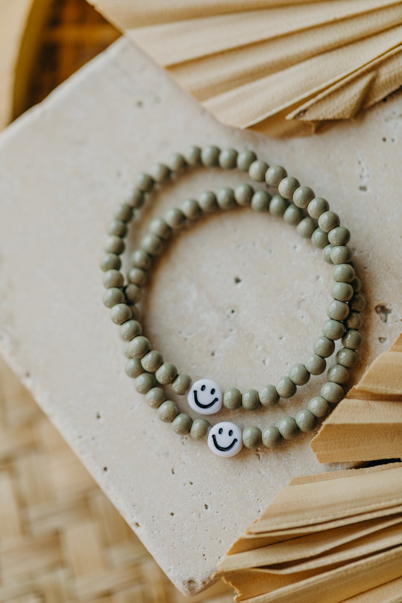 Smileyperlen-Armband Eukalyptus für Kinder