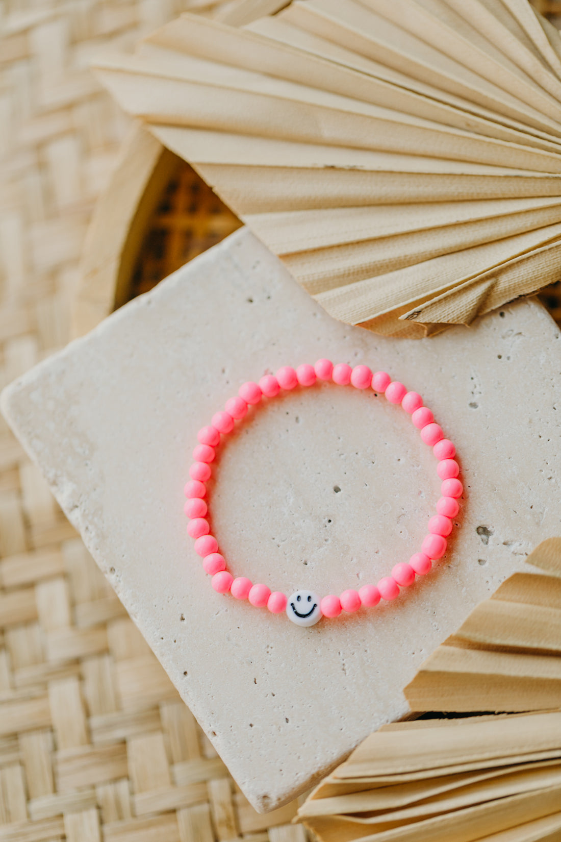 Smileyperlen-Armband Pink für Kinder