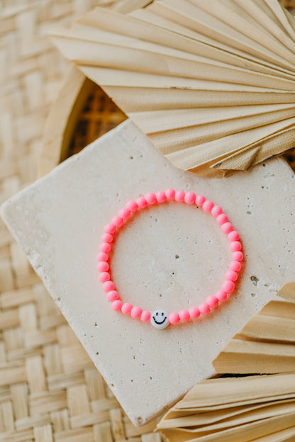 Smileyperlen-Armband Pink für Kinder