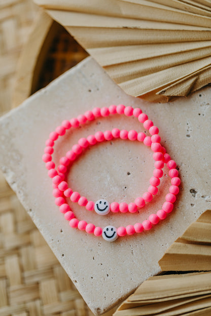 Smileyperlen-Armband Pink für Kinder