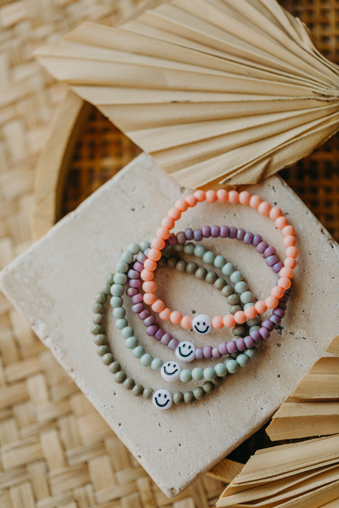 Smileyperlen-Armband Lila für Kinder
