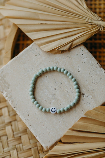 Smileyperlen-Armband Mint für Kinder