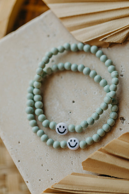 Smileyperlen-Armband Mint für Kinder