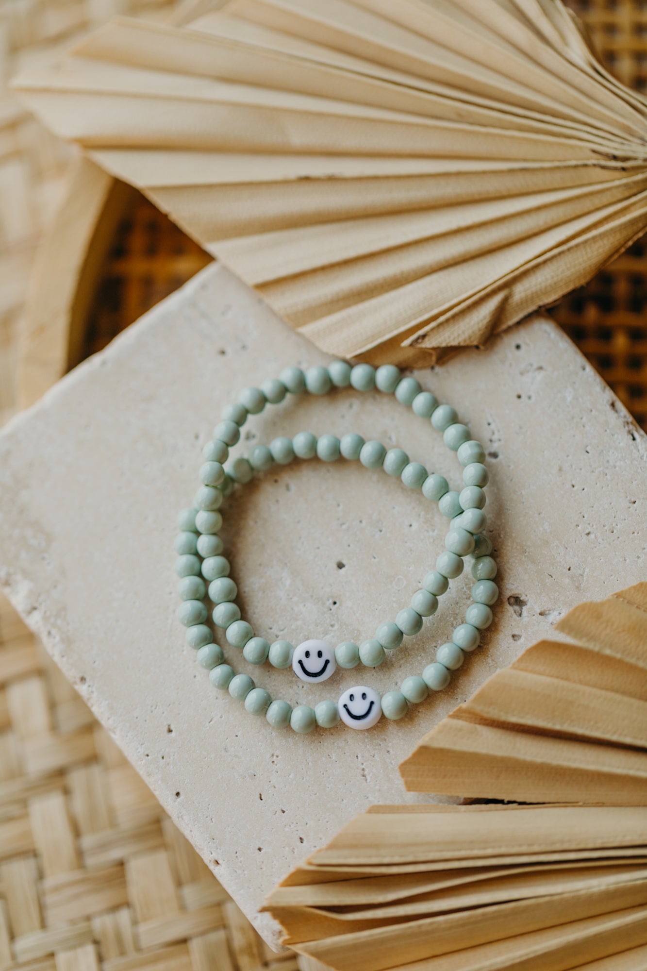 Smileyperlen-Armband Mint für Kinder