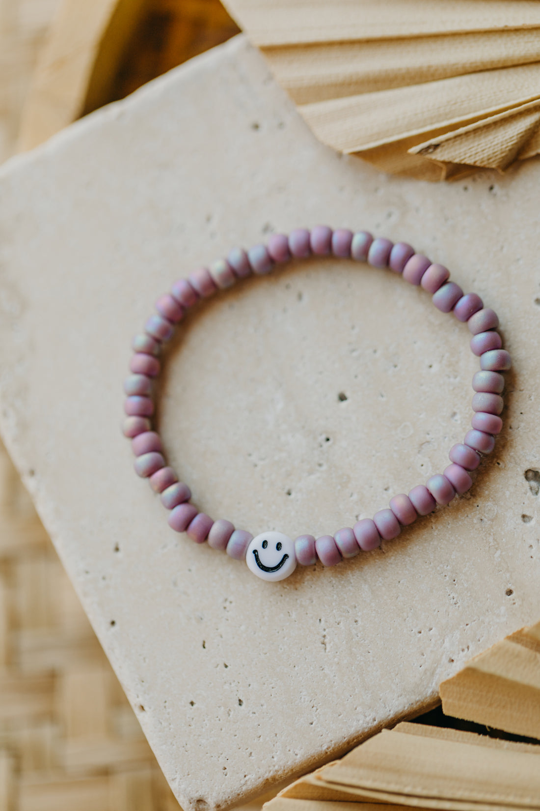 Smileyperlen-Armband Lila für Kinder