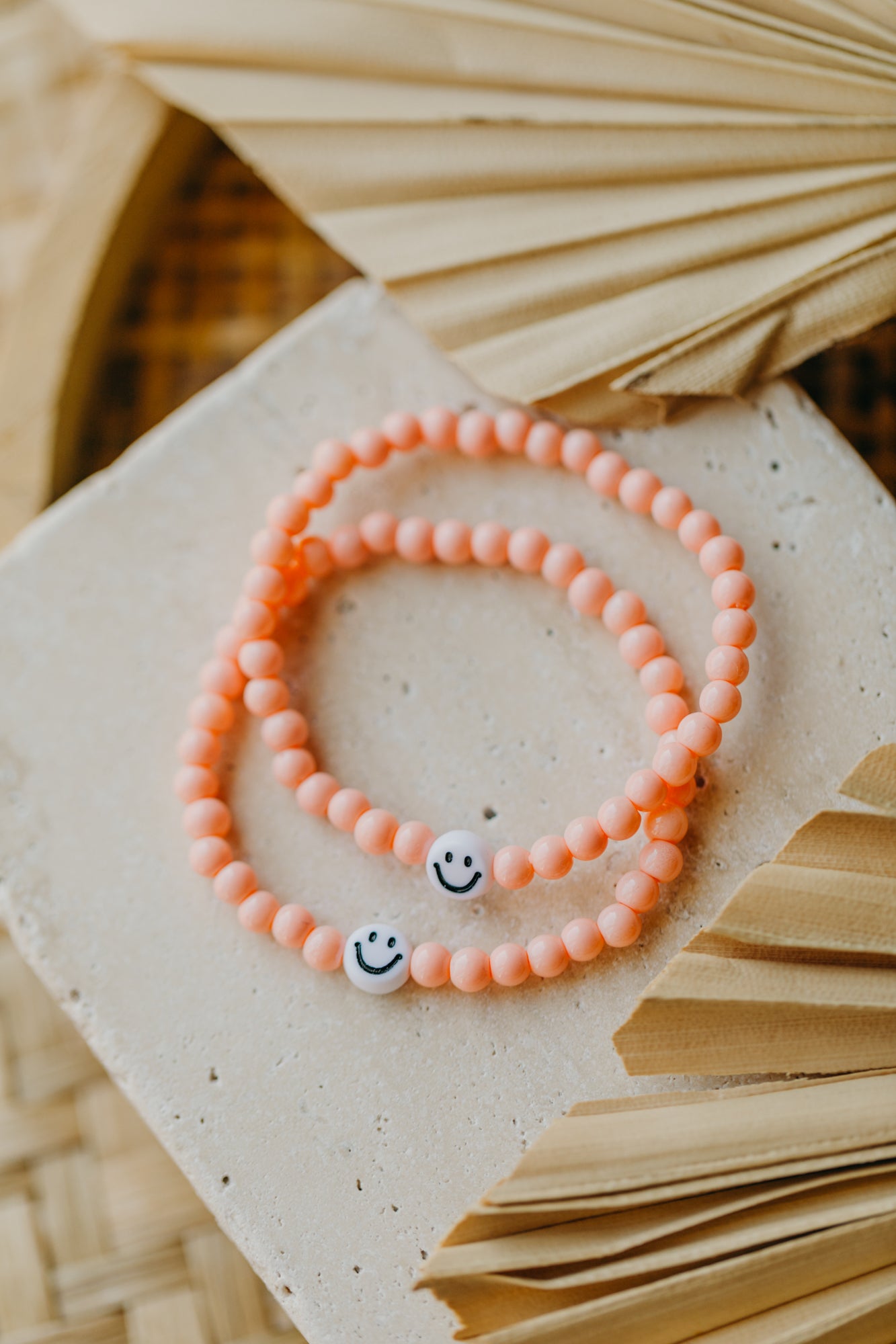 Smileyperlen-Armband Aprikot für Kinder
