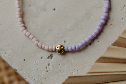 SMILEY - zweifarbiges Armband mit Miyuki Glasperlen - rosa &amp; lila