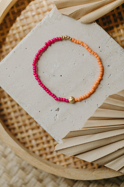 two-tone glass bead bracelet blue &amp;amp; cream
