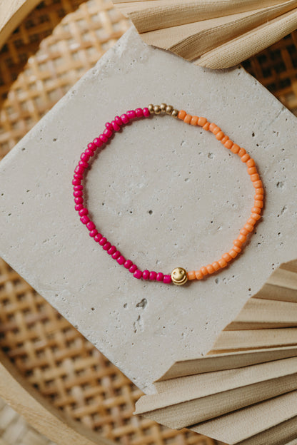 two-tone glass bead bracelet blue &amp;amp; cream