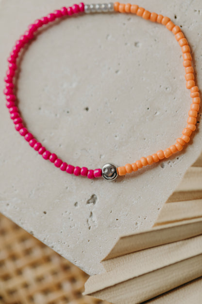 two-tone glass bead bracelet blue &amp;amp; cream