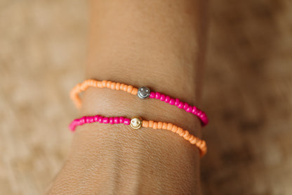 two-tone glass bead bracelet blue &amp;amp; cream