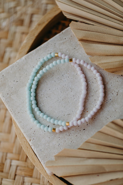 Glasperlenarmband helles türkis - helles rosa
