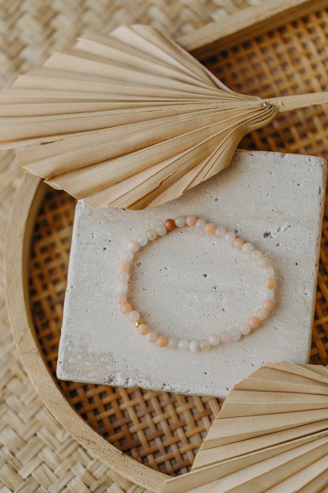 Edelstein Perlen-Armband mit Aventurin Perlen in Apricot & Sterling Silber