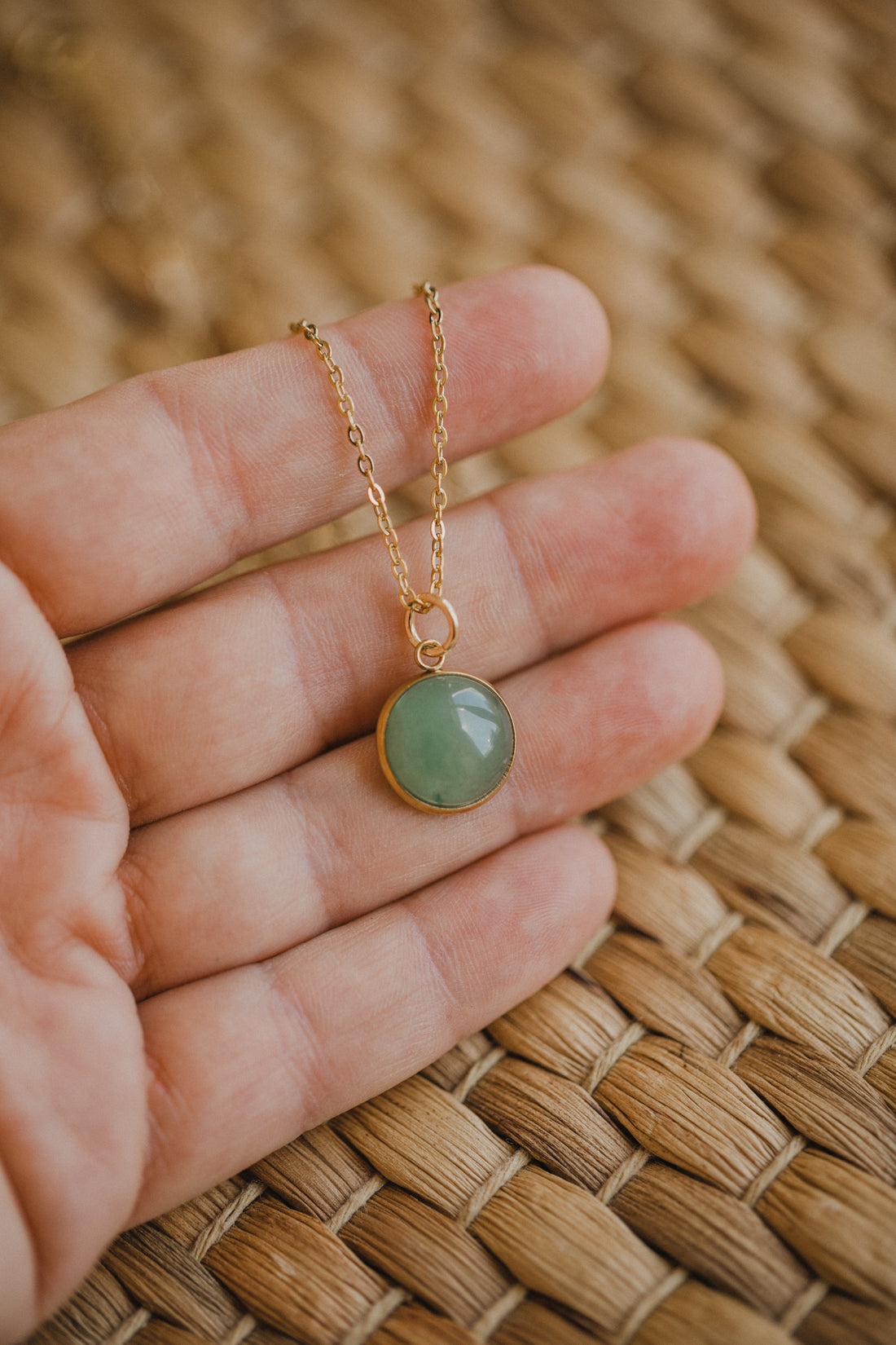 Necklace with green aventurine gemstone
