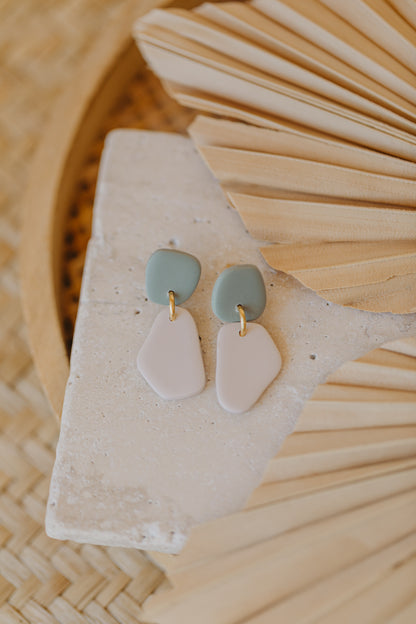 Benu Earrings - two-tone polymer clay earrings Cognac / Light Purple