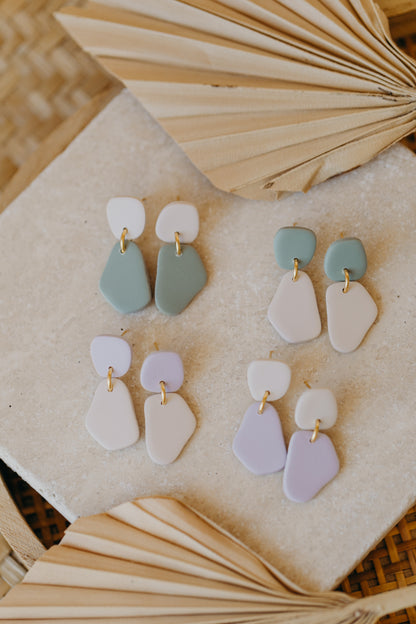BENU Ohrringe - zweifarbige Polymer Ton Ohrringe in Vanille &amp; Mint
