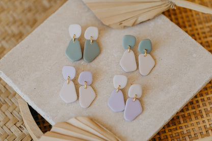 BENU Ohrringe - zweifarbige Polymer Ton Ohrringe in Vanille &amp; Mint