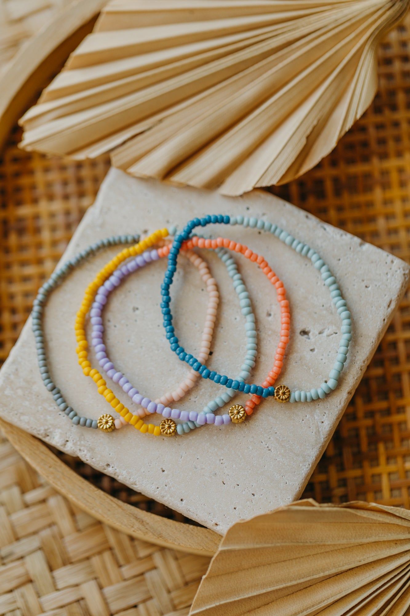 BLUME - zweifarbiges Armband mit Miyuki Glasperlen - gelb &amp; mint