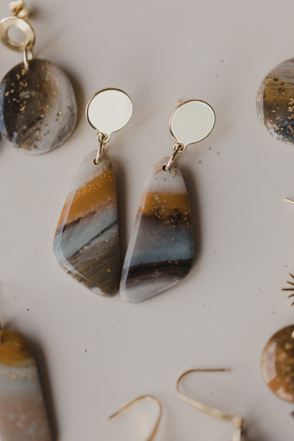 round polymer clay earrings with brass pendant circle